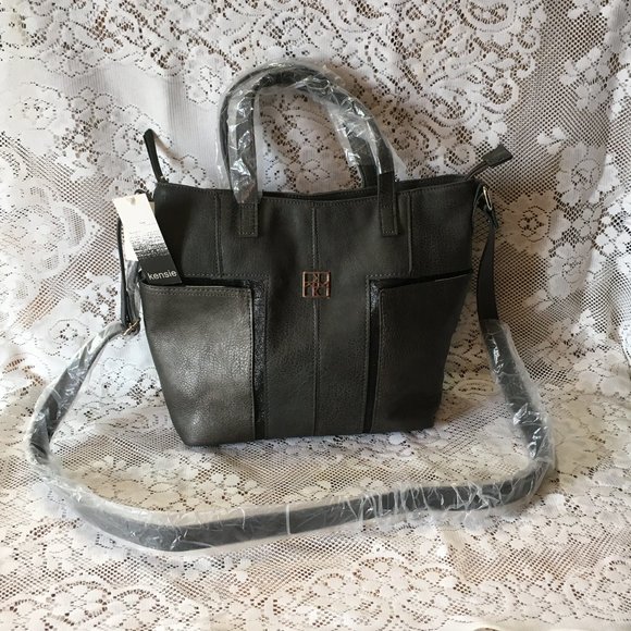 NWT KENSIE PEWTER MULTI POCKET SATCHEL - Picture 2 of 9